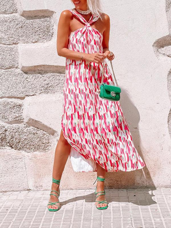 Midi Jurk met Halter Hals en Geometrisch Patroon - Group8 - Jurkjes.co