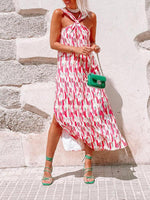 Midi Jurk met Halter Hals en Geometrisch Patroon - Group8 - Jurkjes.co