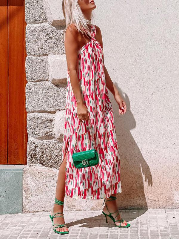 Midi Jurk met Halter Hals en Geometrisch Patroon - Group8 - Jurkjes.co