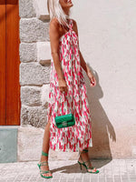 Midi Jurk met Halter Hals en Geometrisch Patroon - Group8 - Jurkjes.co