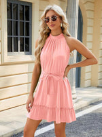 Midi Jurk met Halterhals en Strikband - Mini Dresses - Jurkjes.co