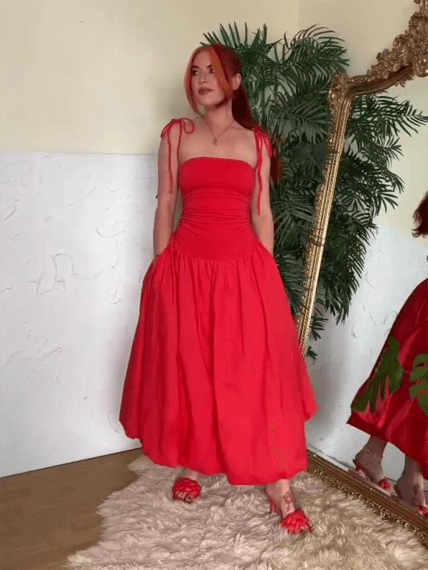 Midi Jurk met Halterhals en Uitlopende Rok - Midi Dresses - Jurkjes.co