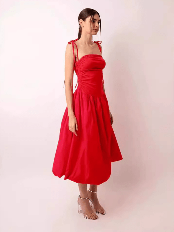 Midi Jurk met Halterhals en Uitlopende Rok - Midi Dresses - Jurkjes.co