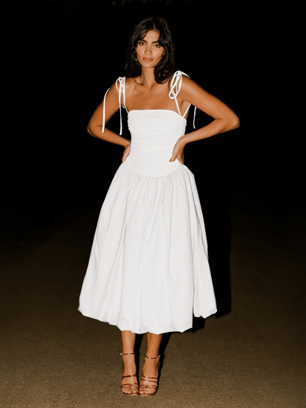 Midi Jurk met Halterhals en Uitlopende Rok - Midi Dresses - Jurkjes.co