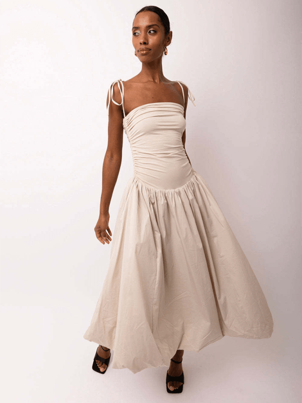 Midi Jurk met Halterhals en Uitlopende Rok - Midi Dresses - Jurkjes.co