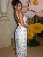 Midi Jurk met Halternek en Bloemenprint - Maxi Dresses - Jurkjes.co