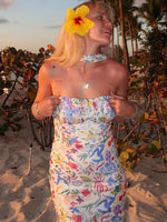 Midi Jurk met Halternek en Bloemenprint - Maxi Dresses - Jurkjes.co