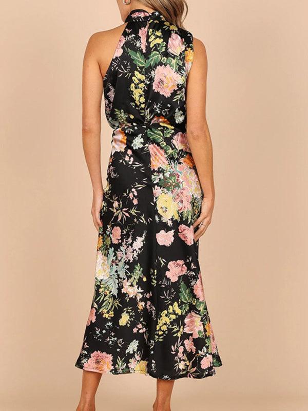 Midi Jurk met Halternek en Bloemenprint - Midi Dresses - Jurkjes.co
