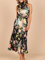 Midi Jurk met Halternek en Bloemenprint - Midi Dresses - Jurkjes.co