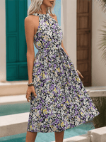 Midi Jurk met Halternek en Bloemenprint - Midi Dresses - Jurkjes.co