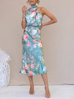Midi Jurk met Halternek en Bloemenprint - Midi Dresses - Jurkjes.co