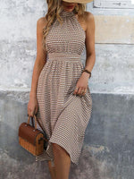 Midi Jurk met Halternek en Geometrisch Patroon - Group12 - Jurkjes.co