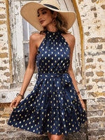 Midi Jurk met Halternek en Polkadots - Mini Dresses - Jurkjes.co