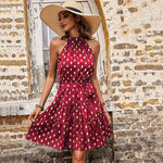 Midi Jurk met Halternek en Polkadots - Mini Dresses - Jurkjes.co