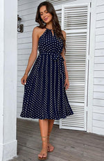 Midi Jurk met Halternek en Stippenprint - Maxi Dresses - Jurkjes.co