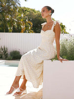 Midi Jurk met Hartvormige Hals en Bloemenprint - Maxi Dresses - Jurkjes.co