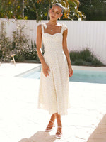 Midi Jurk met Hartvormige Hals en Bloemenprint - Maxi Dresses - Jurkjes.co