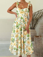 Midi Jurk met Hartvormige Hals en Bloemenprint - Maxi Dresses - Jurkjes.co