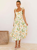 Midi Jurk met Hartvormige Hals en Bloemenprint - Maxi Dresses - Jurkjes.co