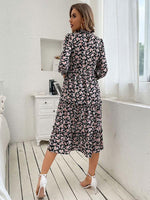 Midi Jurk met Hoge Hals en Bloemenprint - Midi Dresses - Jurkjes.co