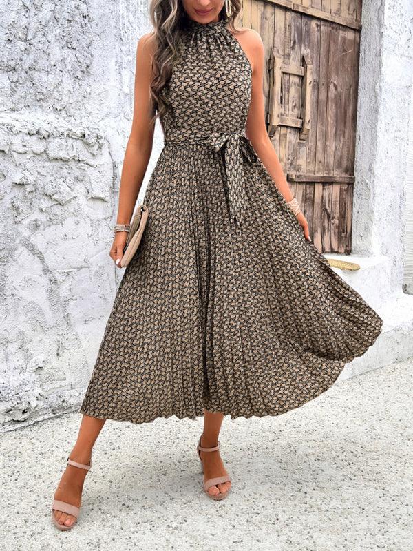 Midi Jurk met Hoge Hals en Geometrisch Patroon - Midi Dresses - Jurkjes.co