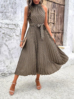 Midi Jurk met Hoge Hals en Geometrisch Patroon - Midi Dresses - Jurkjes.co