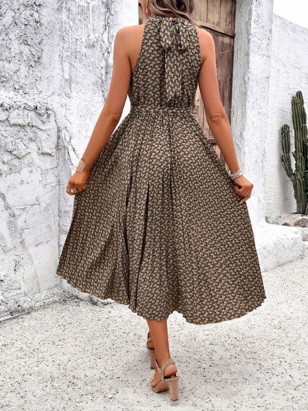 Midi Jurk met Hoge Hals en Geometrisch Patroon - Midi Dresses - Jurkjes.co