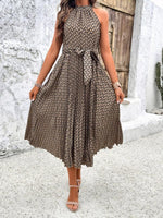 Midi Jurk met Hoge Hals en Geometrisch Patroon - Midi Dresses - Jurkjes.co