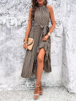 Midi Jurk met Hoge Hals en Geometrisch Patroon - Midi Dresses - Jurkjes.co