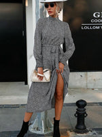 Midi Jurk met Hoge Hals en Geometrische Print - Group5 - Jurkjes.co