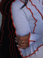 Midi Jurk met Hoge Hals en Golvende Strepen - Mini Dresses - Jurkjes.co