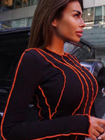 Midi Jurk met Hoge Hals en Golvende Strepen - Mini Dresses - Jurkjes.co