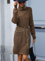 Midi Jurk met Hoge Hals en Ribstructuur - Group12 - Jurkjes.co