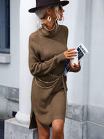 Midi Jurk met Hoge Hals en Ribstructuur - Group12 - Jurkjes.co