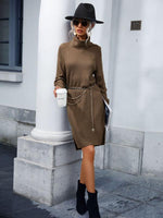 Midi Jurk met Hoge Hals en Ribstructuur - Group12 - Jurkjes.co