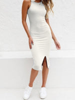 Midi Jurk met Hoge Hals en Split - Maxi Dresses - Jurkjes.co