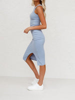 Midi Jurk met Hoge Hals en Split - Maxi Dresses - Jurkjes.co