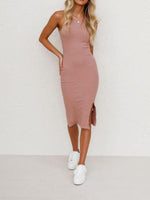 Midi Jurk met Hoge Hals en Split - Maxi Dresses - Jurkjes.co