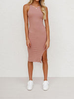 Midi Jurk met Hoge Hals en Split - Maxi Dresses - Jurkjes.co