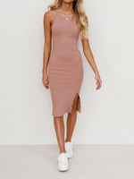 Midi Jurk met Hoge Hals en Split - Maxi Dresses - Jurkjes.co
