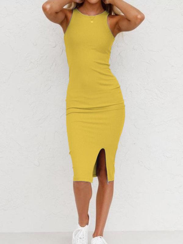Midi Jurk met Hoge Hals en Split - Maxi Dresses - Jurkjes.co