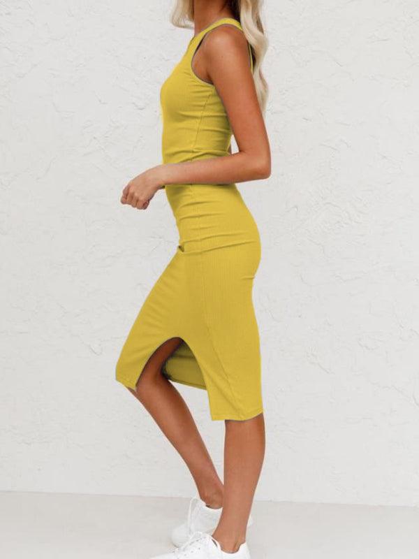 Midi Jurk met Hoge Hals en Split - Maxi Dresses - Jurkjes.co