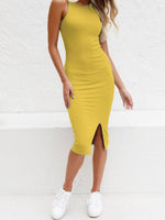 Midi Jurk met Hoge Hals en Split - Maxi Dresses - Jurkjes.co