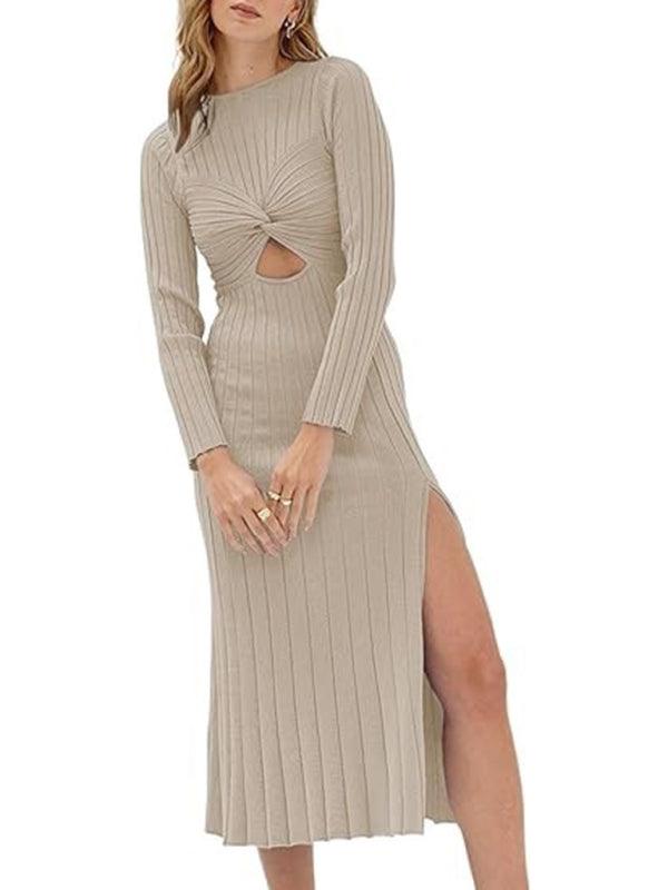 Midi Jurk met Hoge Split en Uitsnijding - Midi Dresses - Jurkjes.co