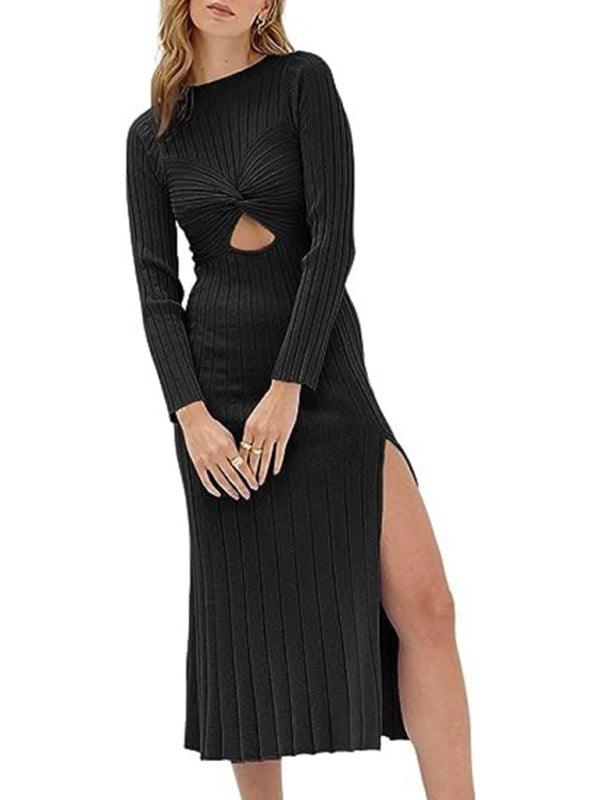 Midi Jurk met Hoge Split en Uitsnijding - Midi Dresses - Jurkjes.co