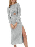 Midi Jurk met Hoge Split en Uitsnijding - Midi Dresses - Jurkjes.co