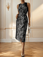 Midi Jurk met Kant en Bloemenpatroon - Midi Dresses - Jurkjes.co