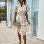 Midi-jurk met Kant en Ceintuur - Women Summer Dress - Jurkjes.co