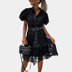 Midi-jurk met Kant en Ceintuur - Women Summer Dress - Jurkjes.co