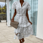 Midi-jurk met Kant en Ceintuur - Women Summer Dress - Jurkjes.co